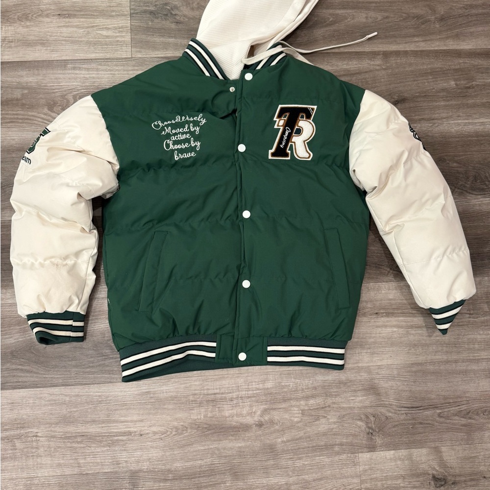 Green and Cream Varsity Jacket